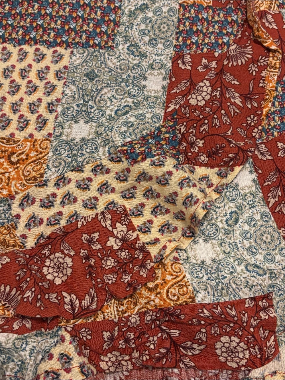Altar'd State Rust Multi Patchwork Skorts - Picture 4 of 5